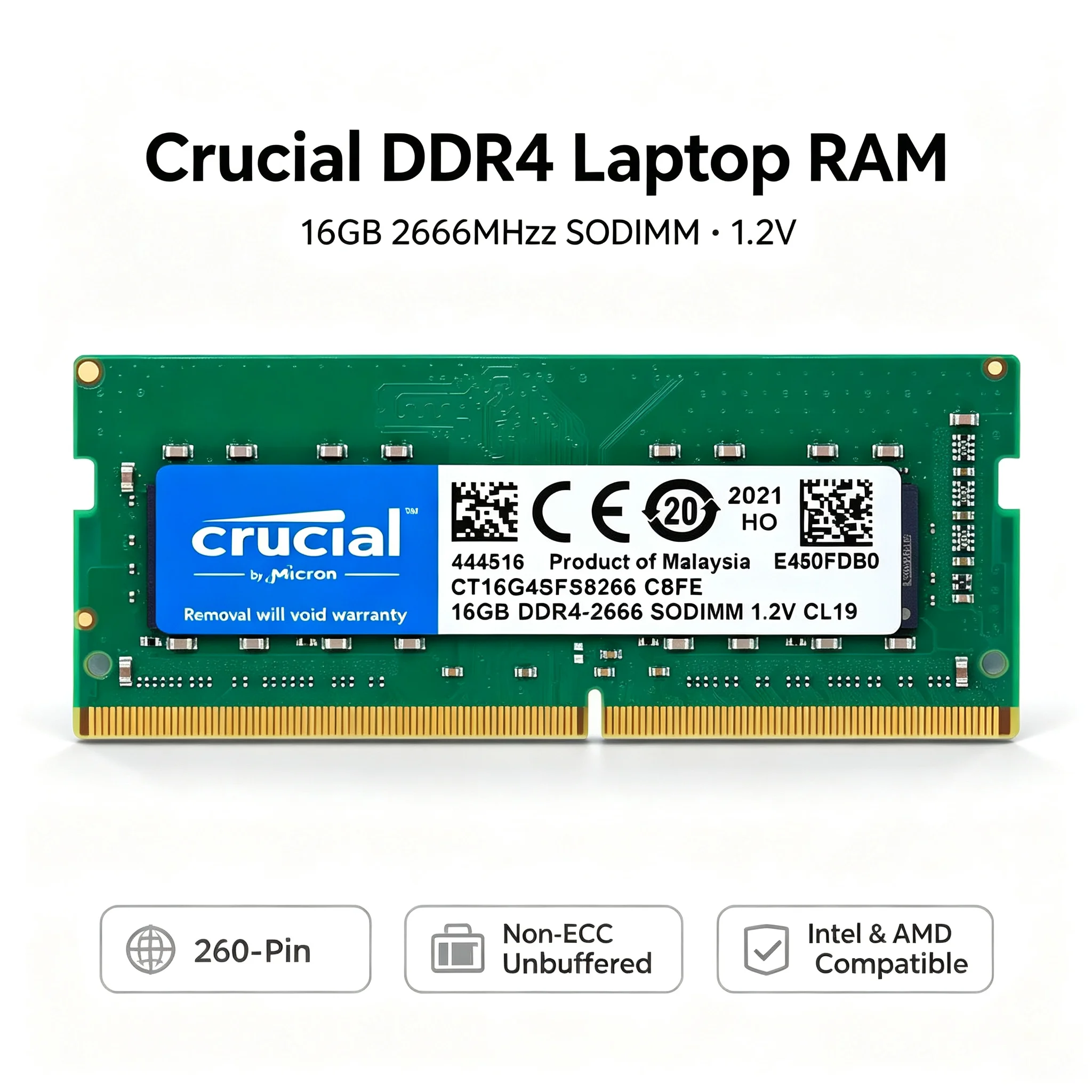 Crucial  1PCS/2PCS DDR4 Laptop - Ddr4 2400Mhz ulasan dan harga